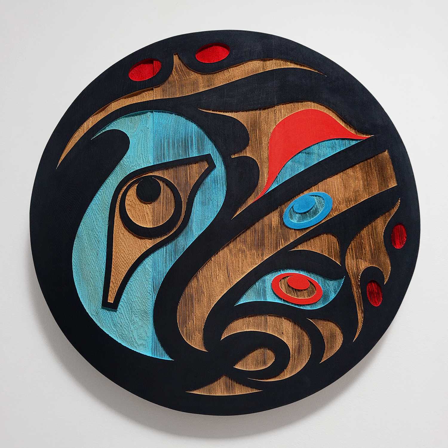 Sandblasted Cedar Raven Panel by Kwakwaka'wakw artist Trevor Hunt