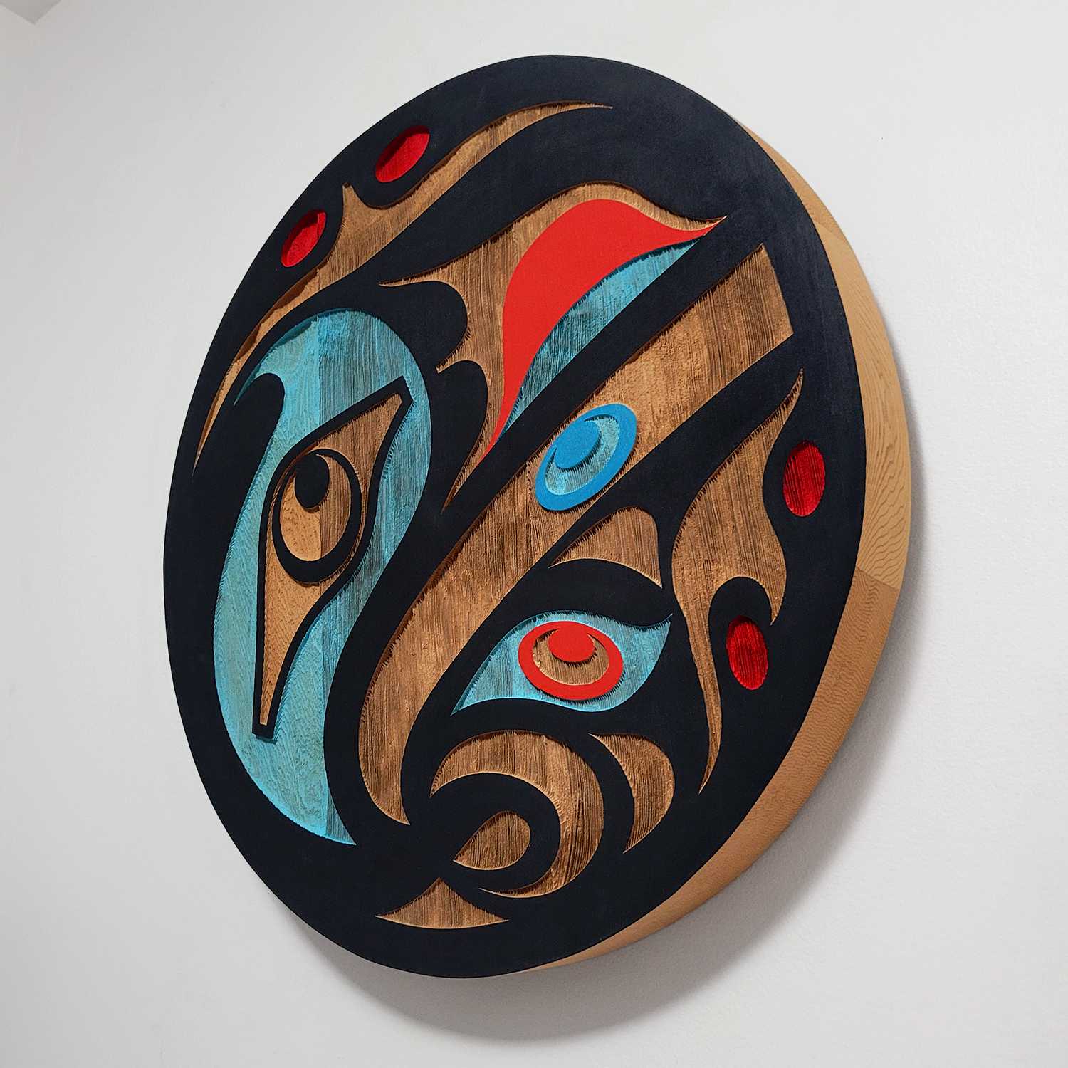 Sandblasted Cedar Raven Panel by Kwakwaka'wakw artist Trevor Hunt