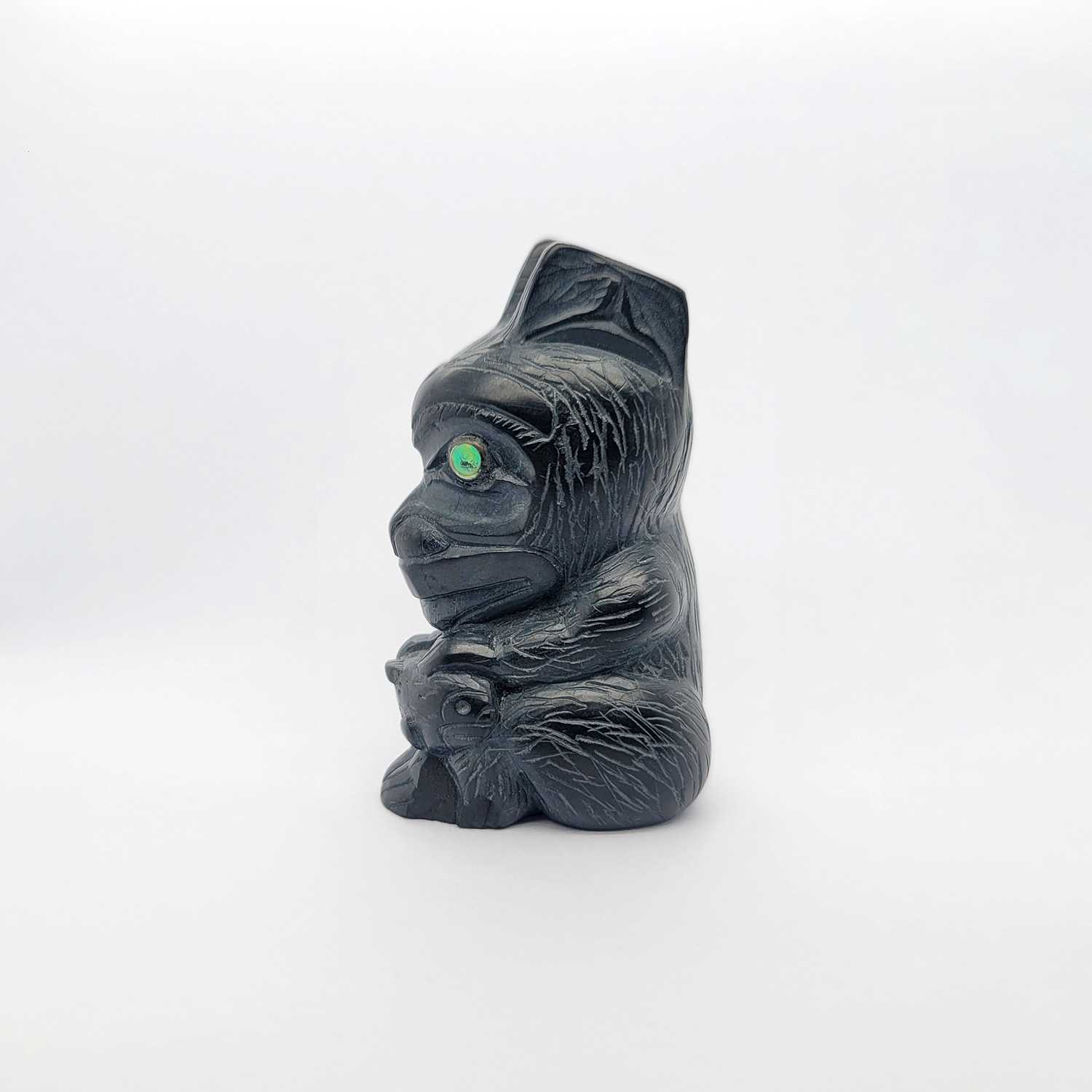 Argillite Bear Sculpture by Haida artist Jerome Parnell