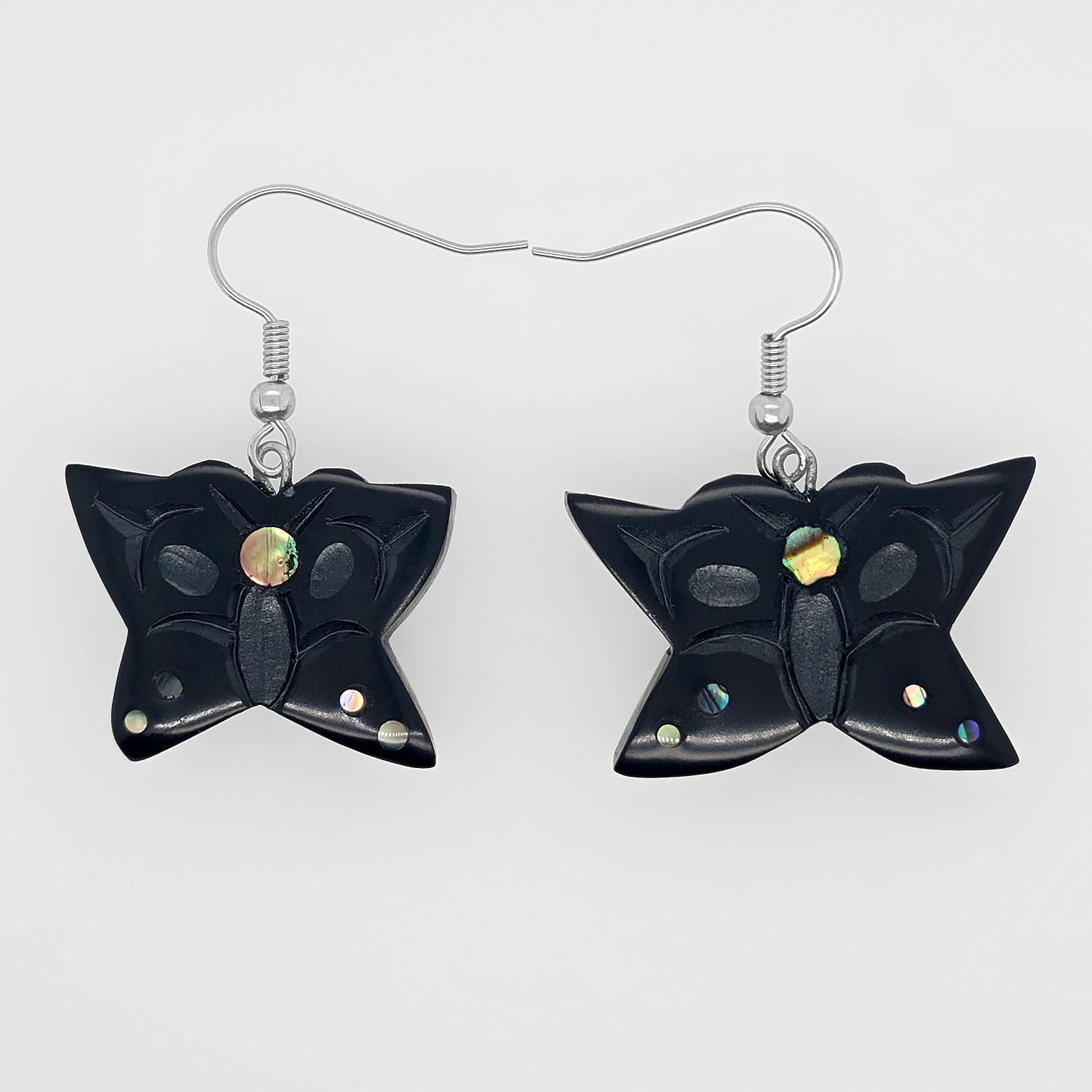 Argillite Butterfly Earrings by Haida Artist Amy Edgars