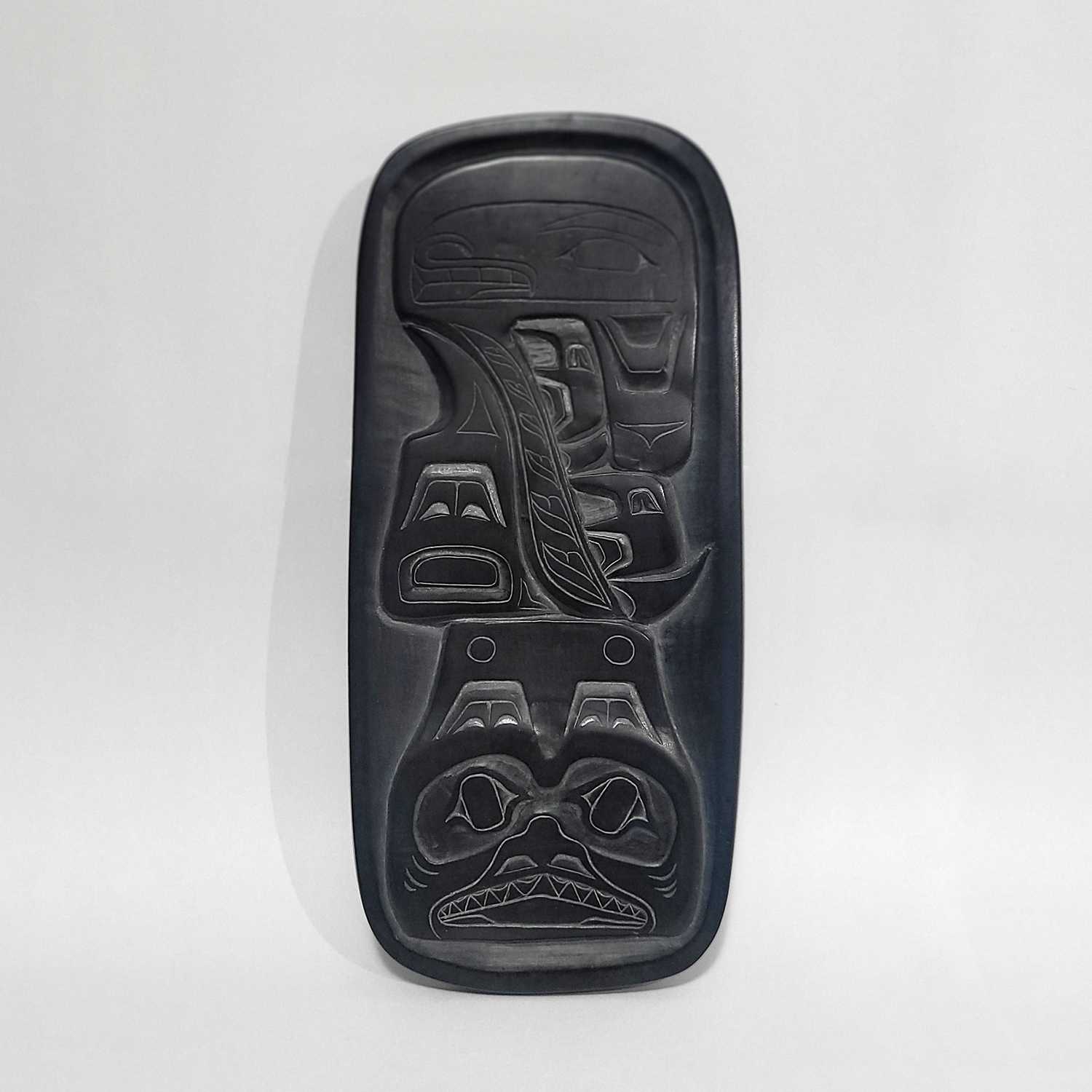 Argillite Dogfish Platter by Haida artist Reg Davidson