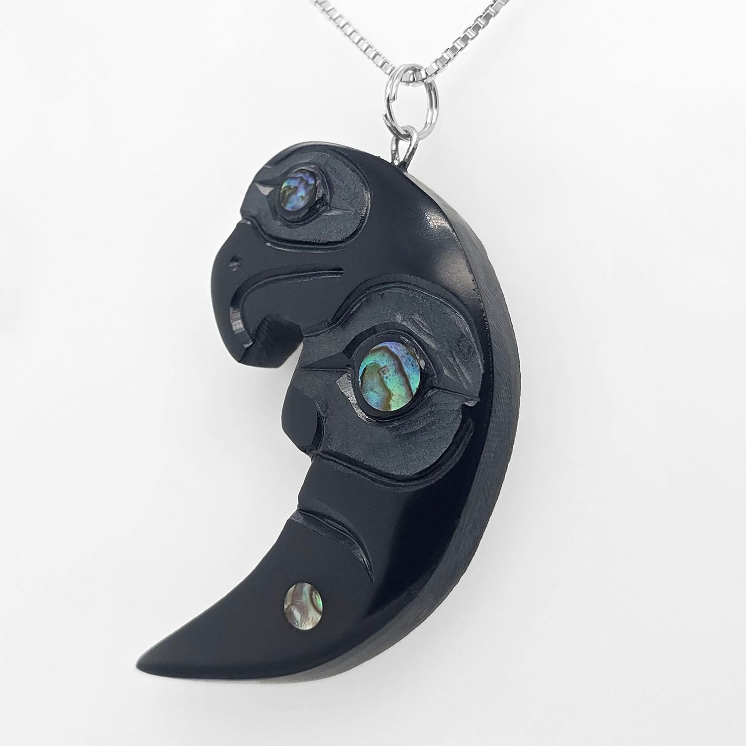 Argillite Eagle Moon Pendant by Haida Artist Amy Edgars