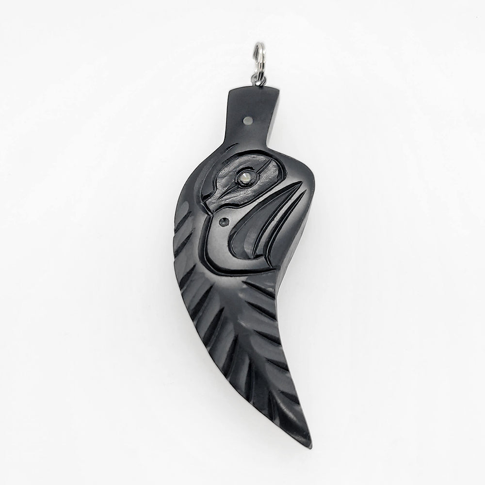 Argillite Eagle Feather Pendant by Haida artist Amy Edgars