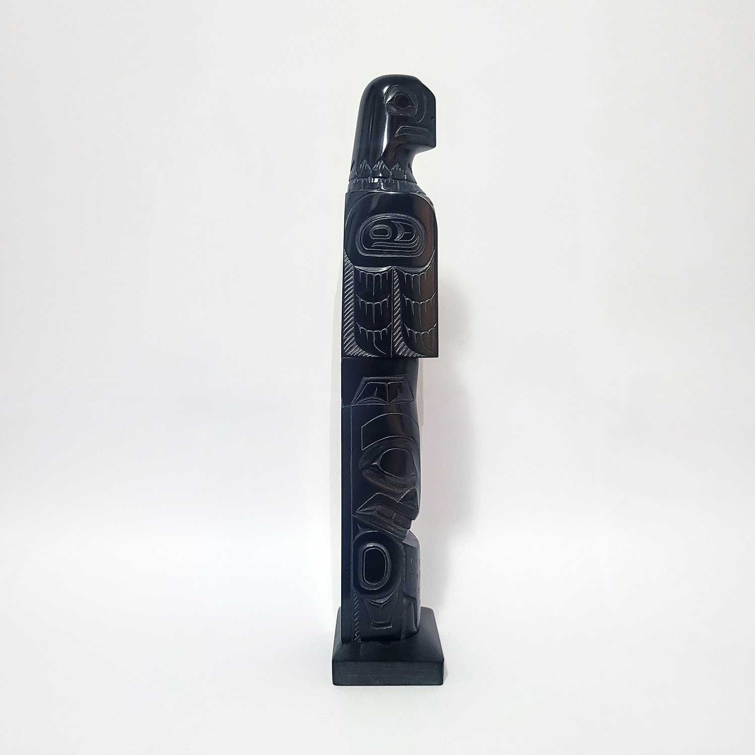 Argillite Eagle and Orca Totem Pole by Haida artist Denny Dixon