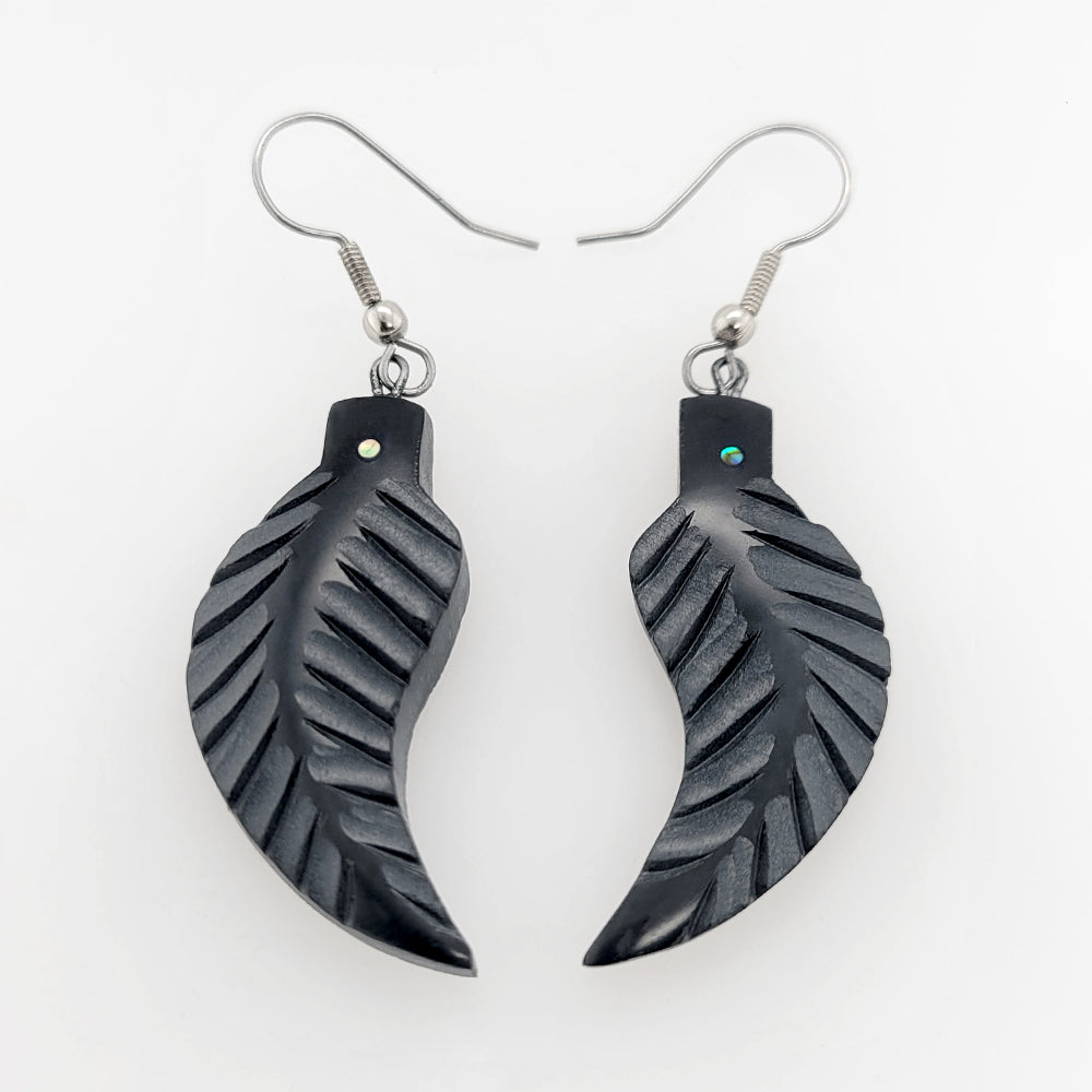 Argillite Feather Earrings by Haida artist Amy Edgars