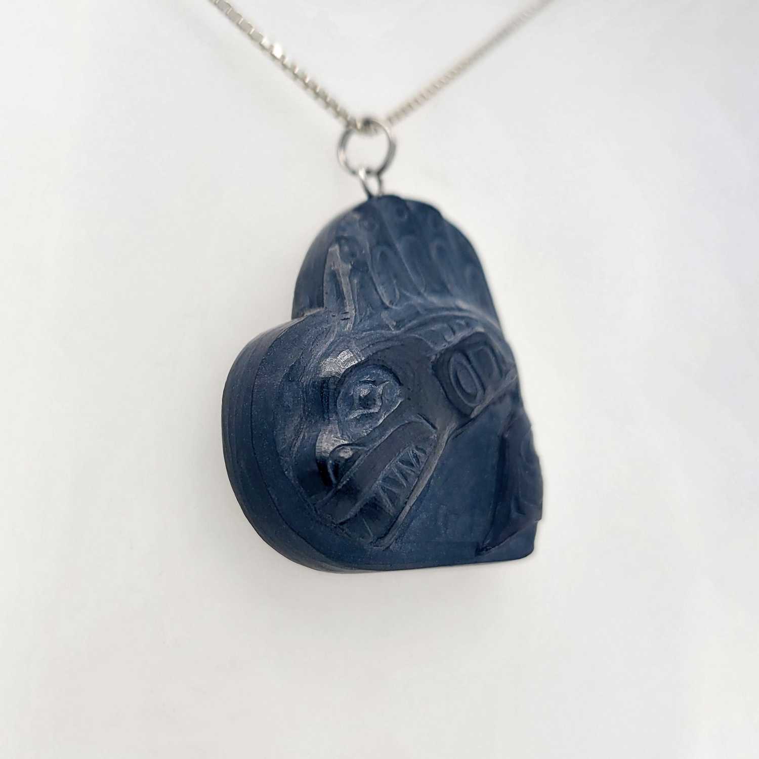 Argillite Killer Whale Pendant by Haida artist Melanie Russ