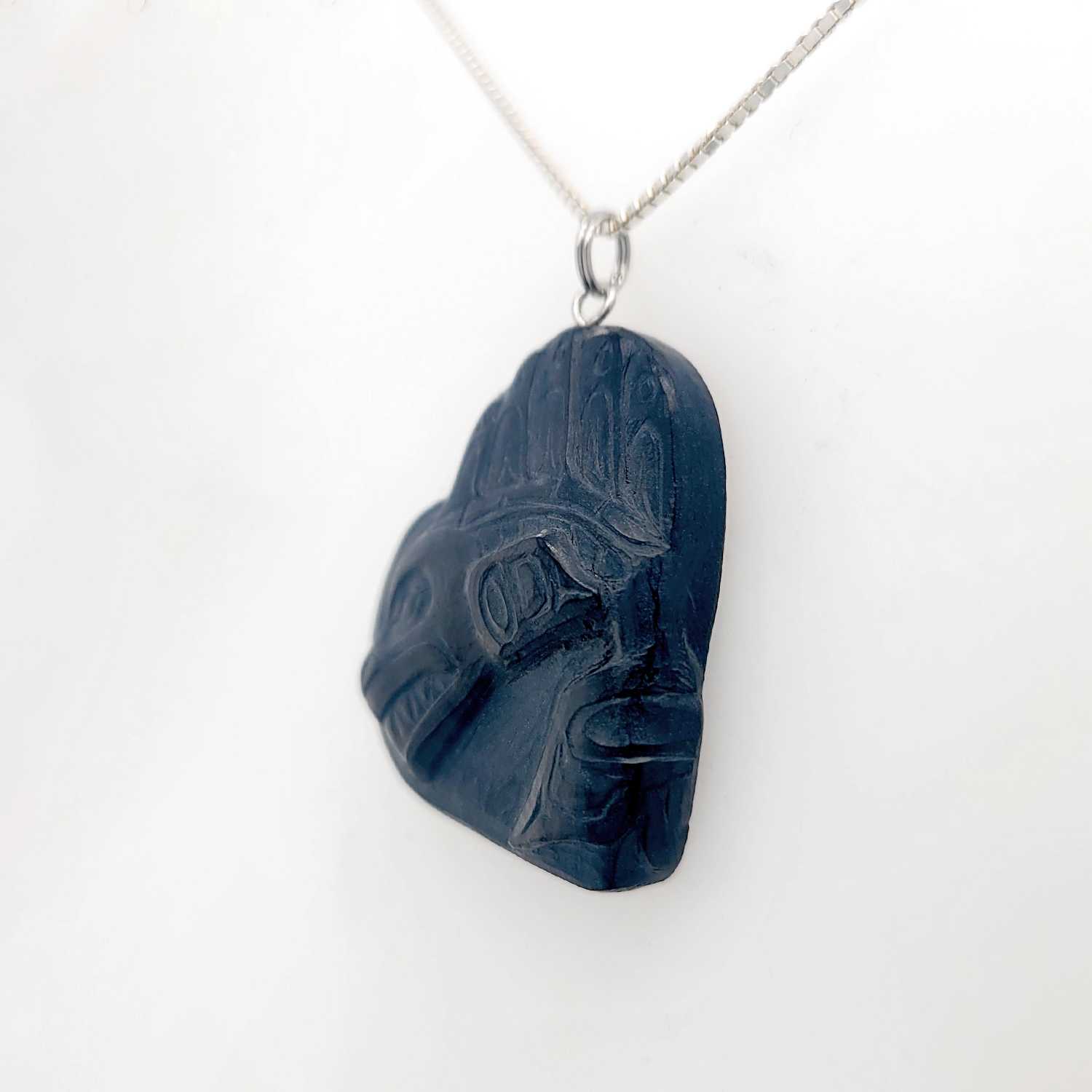 Argillite Killer Whale Pendant by Haida artist Melanie Russ