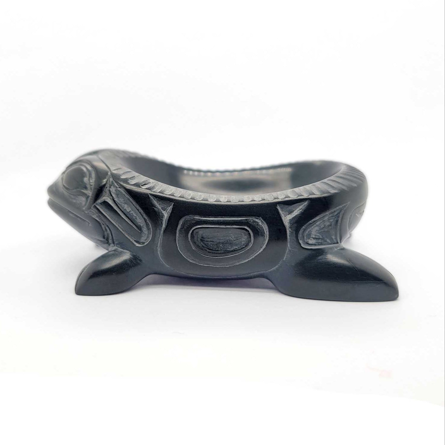 Argillite Frog Bowl by Haida artist Jerome Parnell
