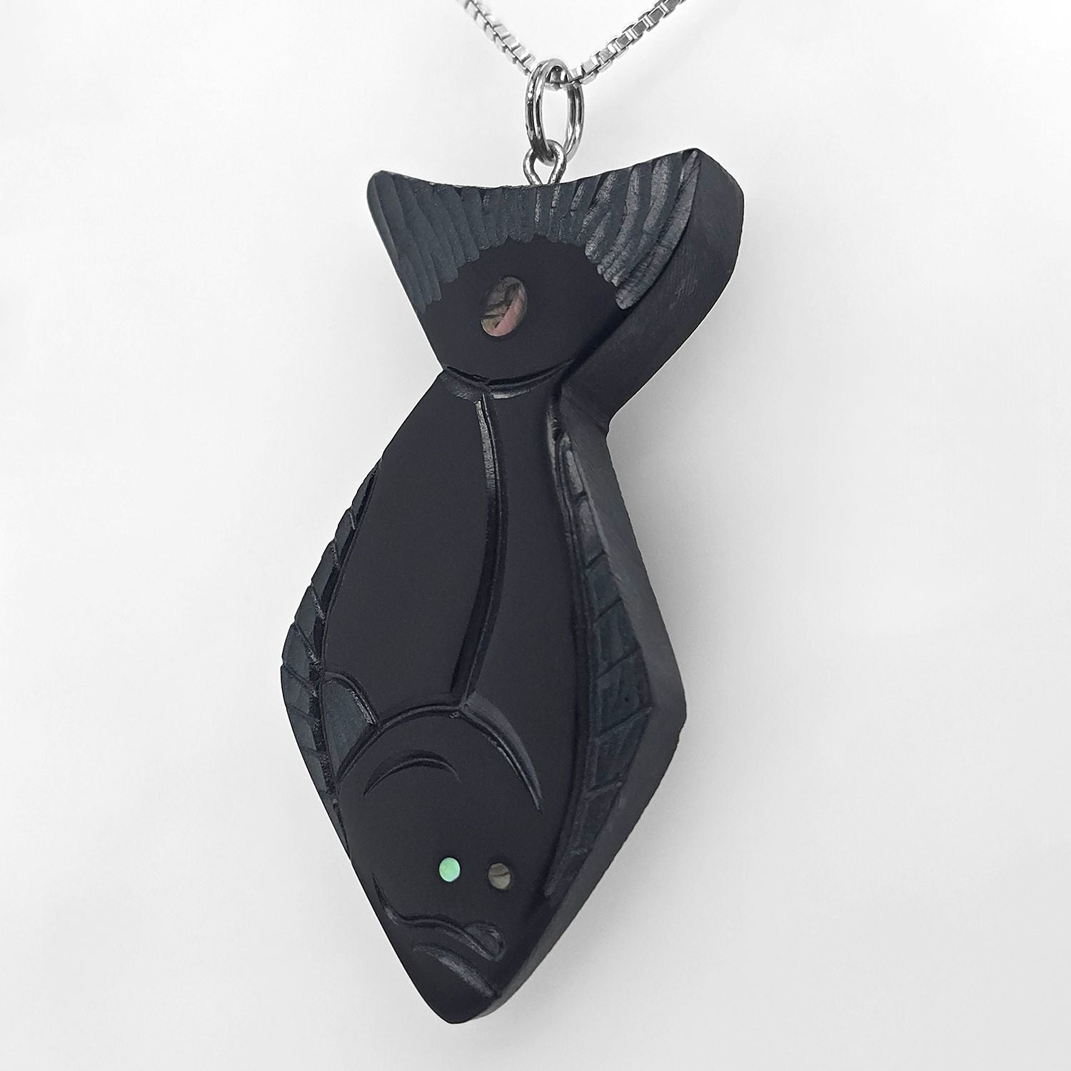 Argillite Halibut Pendant by Haida Artist Amy Edgars