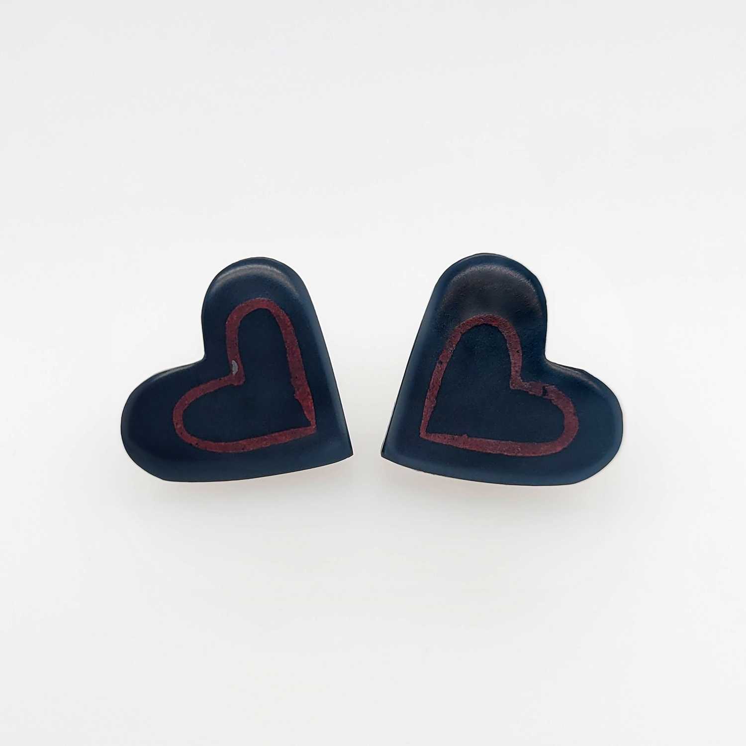 Argillite Heart Earrings by Haida Artist Amy Edgars