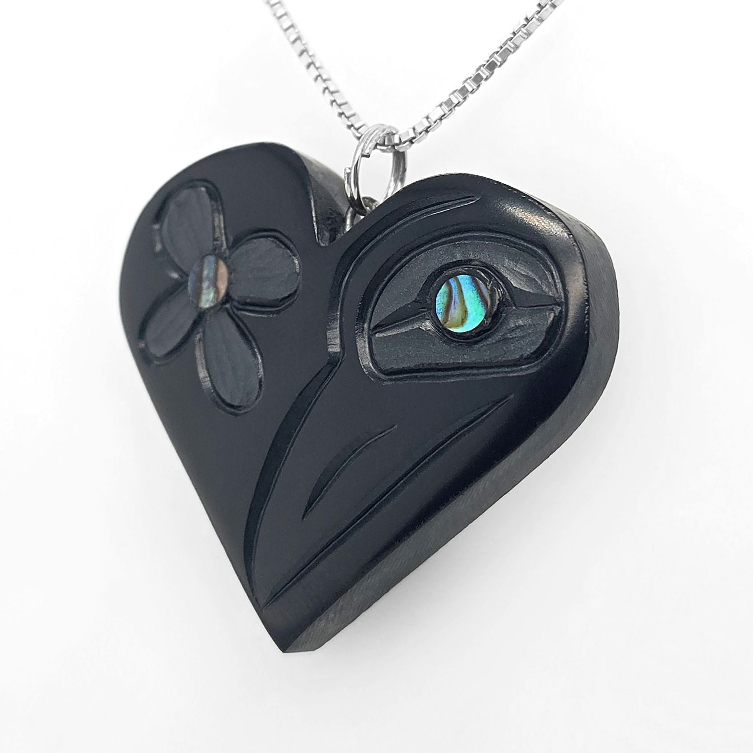 Argillite Hummingbird Heart Pendant by Haida Artist Amy Edgars