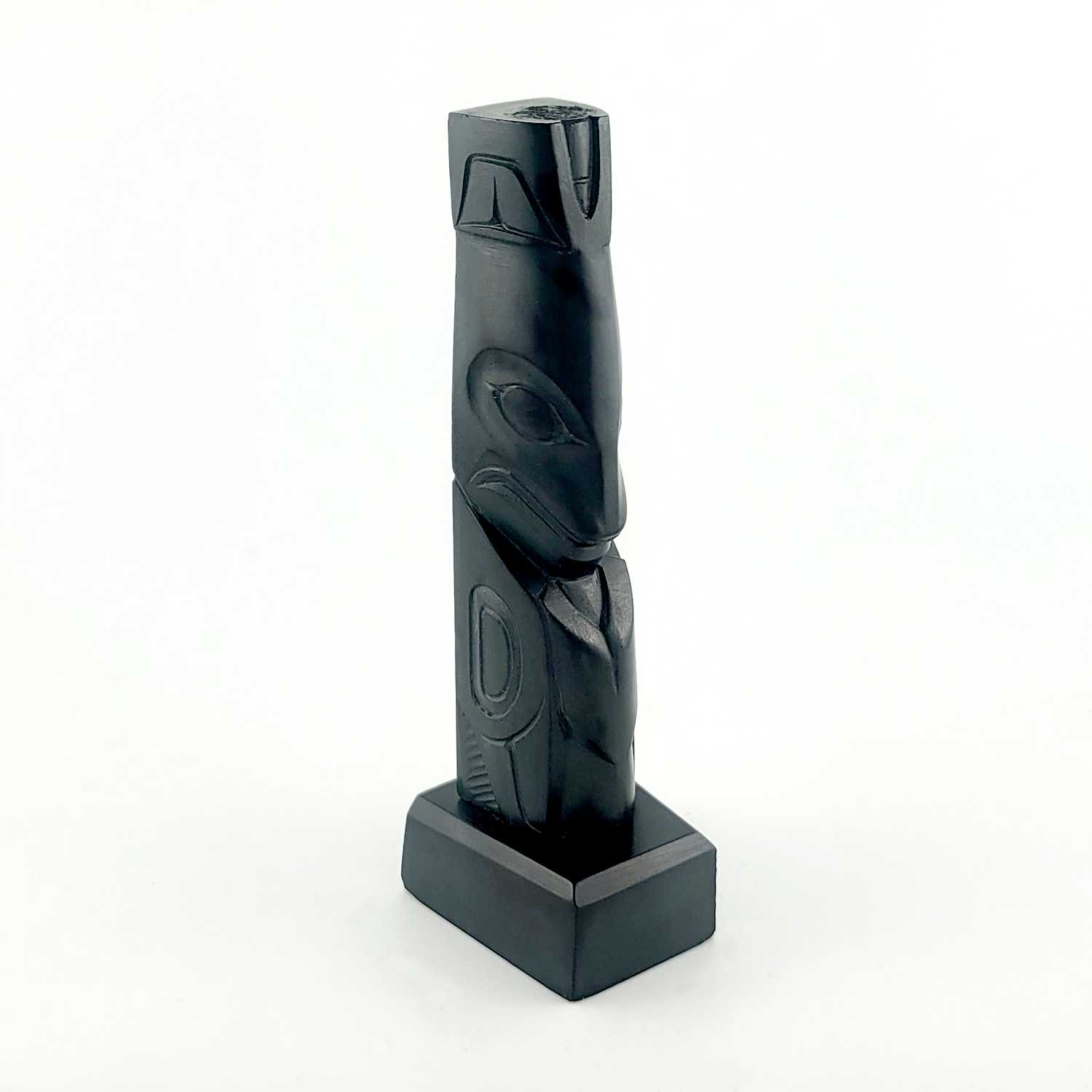 Argillite Killer Whale Totem Pole by Haida artist Pat McGuire