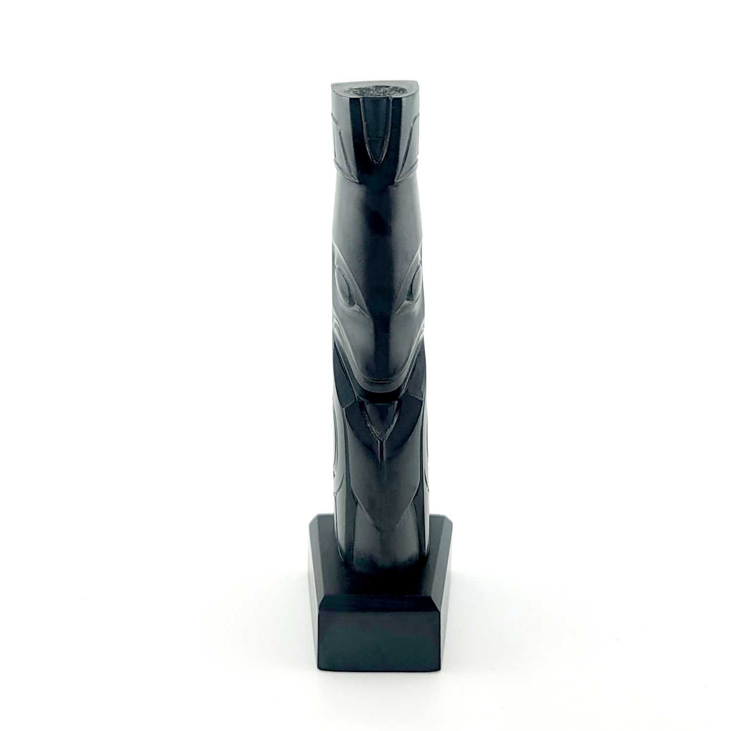 Argillite Killer Whale Totem Pole by Haida artist Pat McGuire
