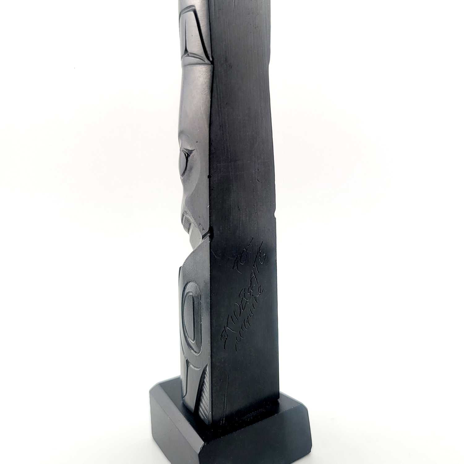 Argillite Killer Whale Totem Pole by Haida artist Pat McGuire