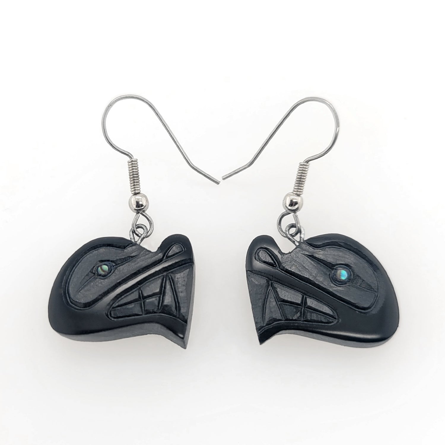 Argillite Orca/Killer Whale Earrings by Haida artist Amy Edgars