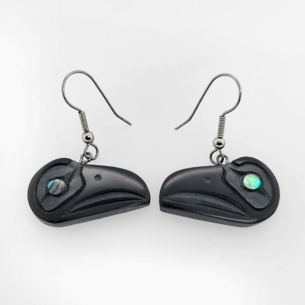 Argillite Raven Earrings by Haida artist Amy Edgars