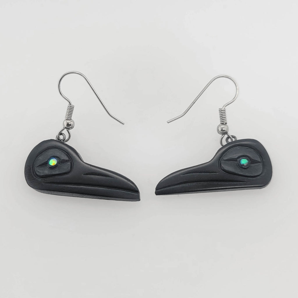 Argillite Raven Earrings by Haida artist Amy Edgars