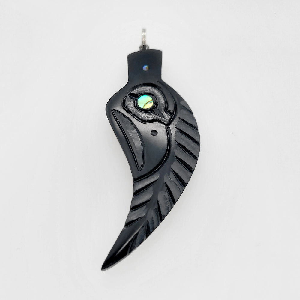 Argillite Raven Feather Pendant by Haida artist Amy Edgars