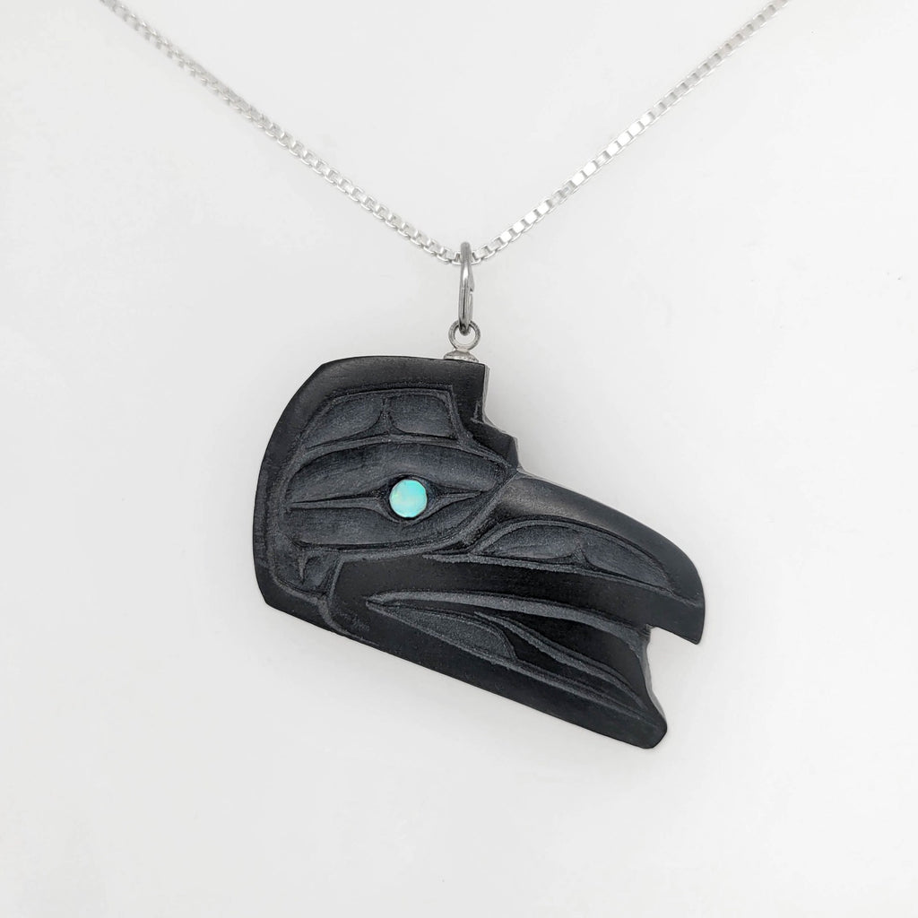 Argillite Raven Pendant by Haida artist Carl Thompson