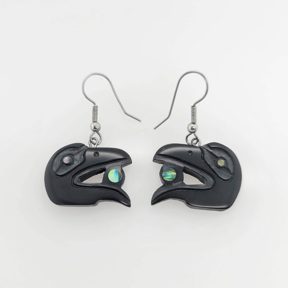 Native Argillite Raven Earrings by Haida artist Amy Edgars