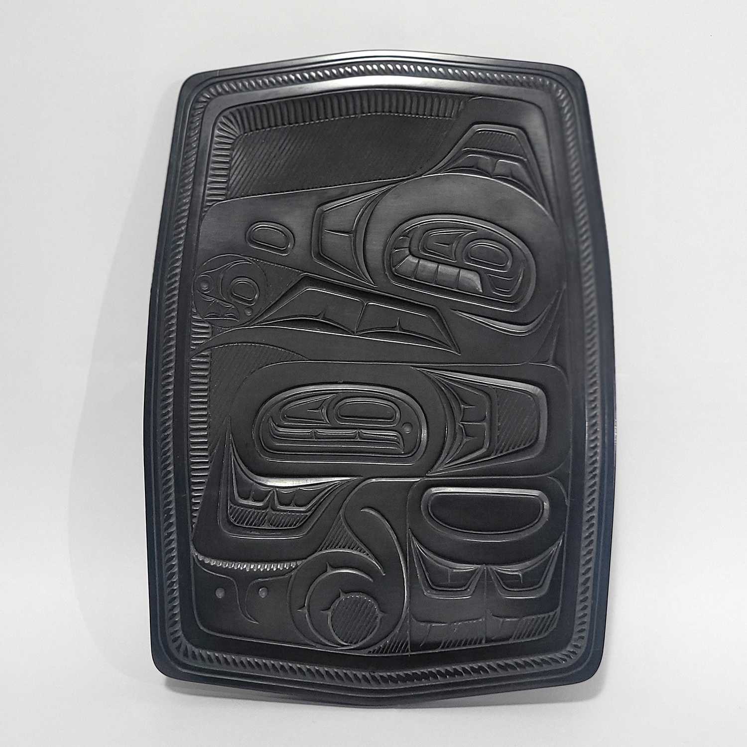 Argillite Raven Steals the Light Platter by Haida artist Denny Dixon
