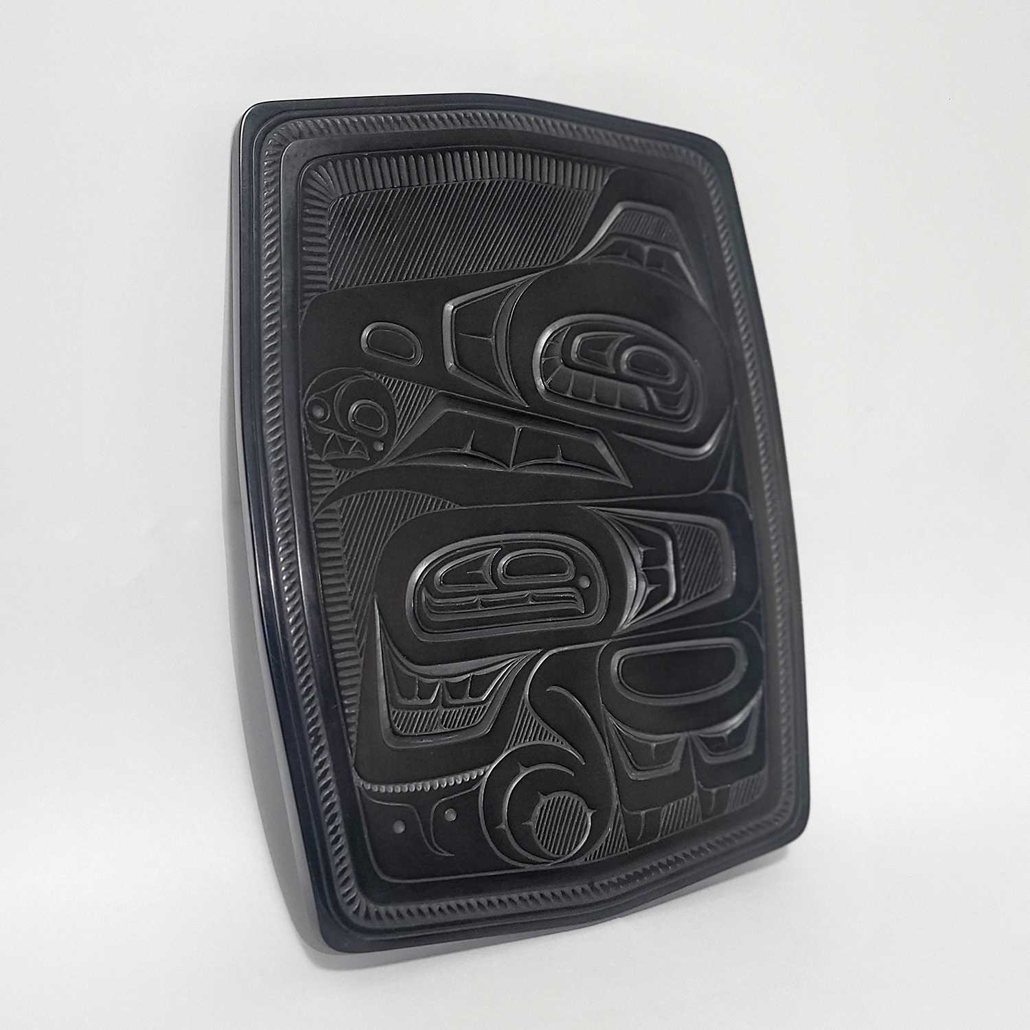 Argillite Raven Steals the Light Platter by Haida artist Denny Dixon