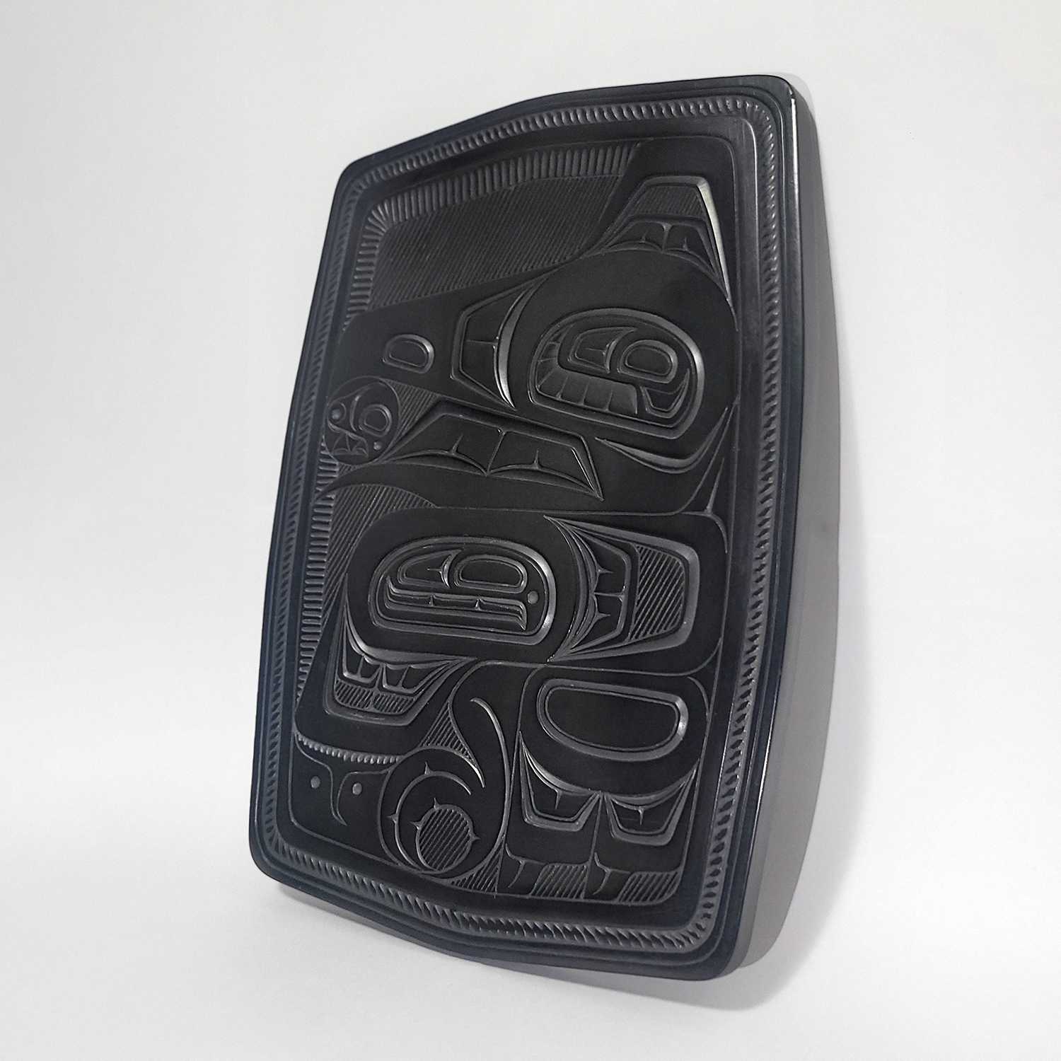 Argillite Raven Steals the Light Platter by Haida artist Denny Dixon
