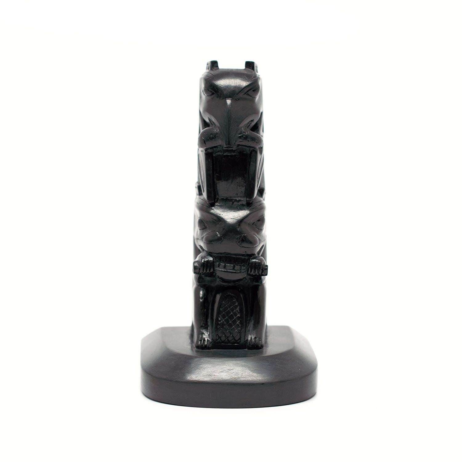 Argillite Raven and Beaver Pole by Haida artist Ed Calder