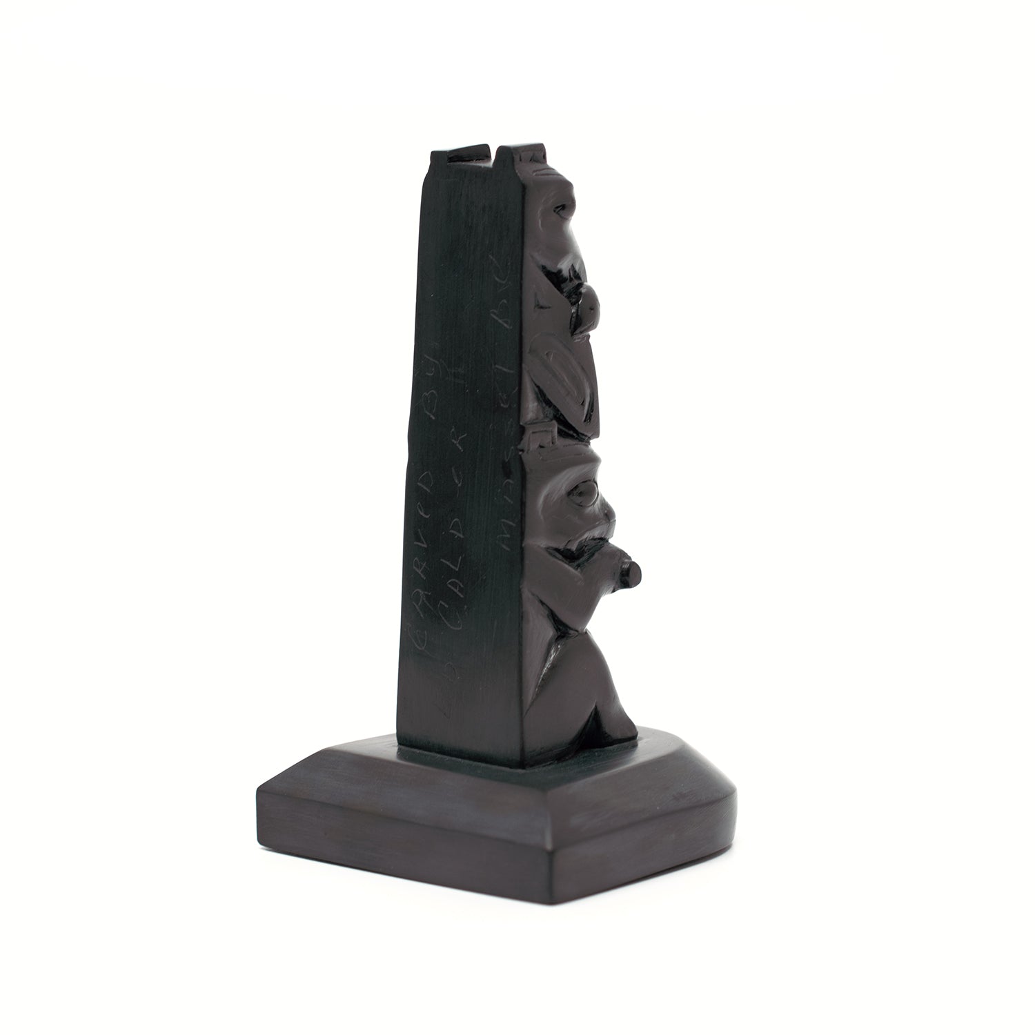 Argillite Raven and Beaver Pole by Haida artist Ed Calder