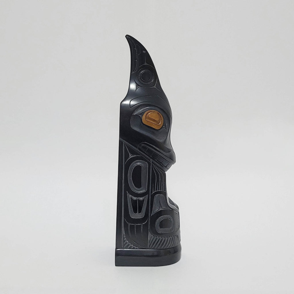Argillite Orca and Raven Fin Pole by Haida artist Ed Simeon