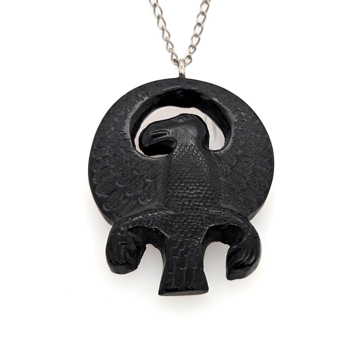 Argillite Eagle Pendant by Haida artist Claude Davidson