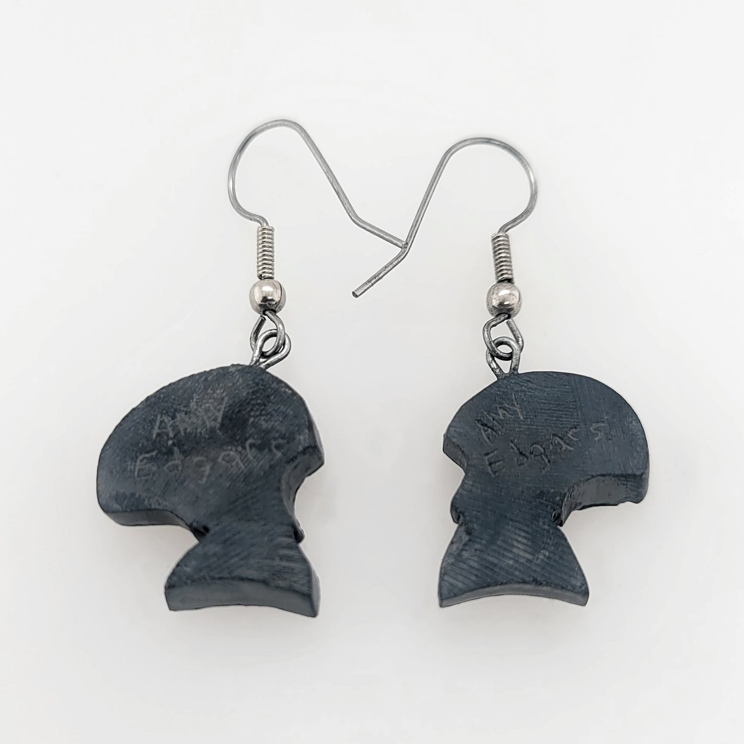 Argillite Salmon Earrings by Haida artist Amy Edgars