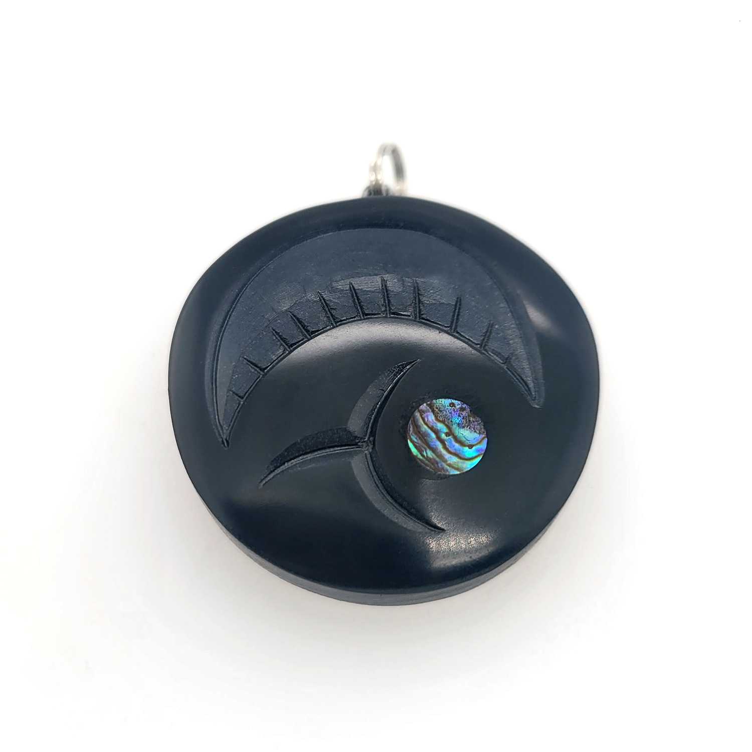Argillite Salmon Egg Pendant by Haida artist Amy Edgars