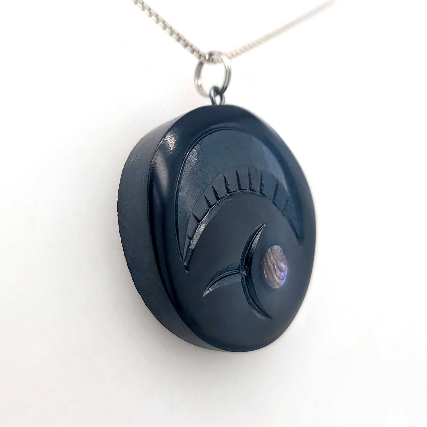 Argillite Salmon Egg Pendant by Haida artist Amy Edgars
