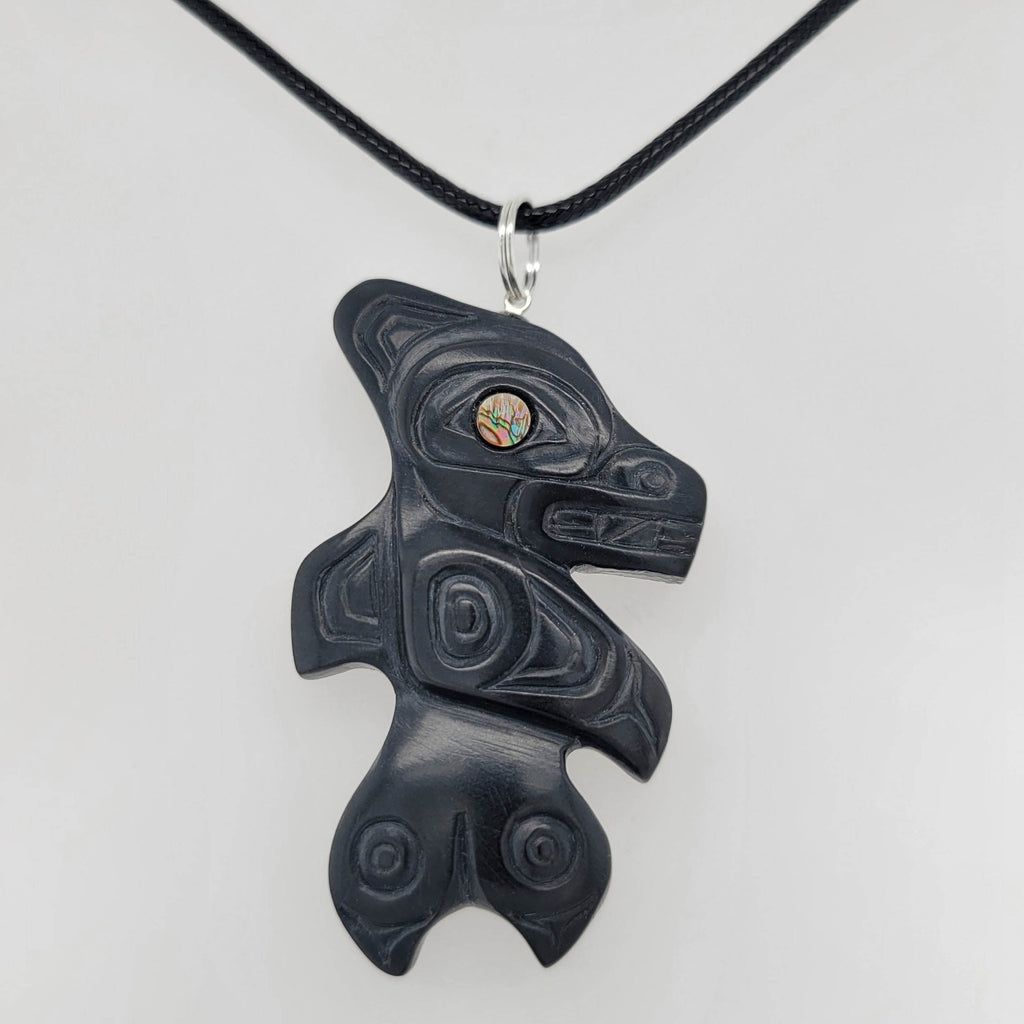 Argillite Sea Wolf Pendant by Haida artist Gryn White