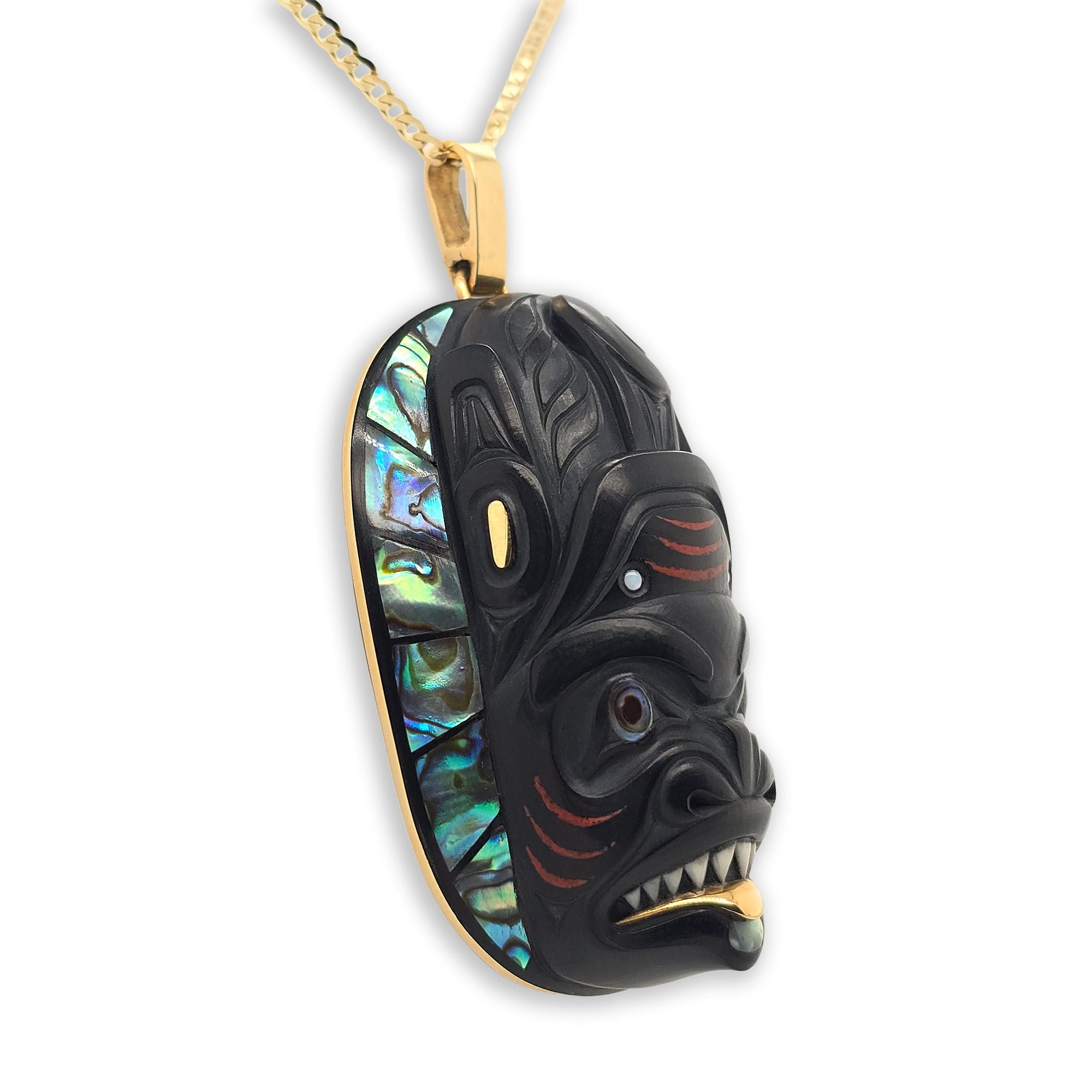 Argillite Shark Woman Pendant by Haida artist Darrell White
