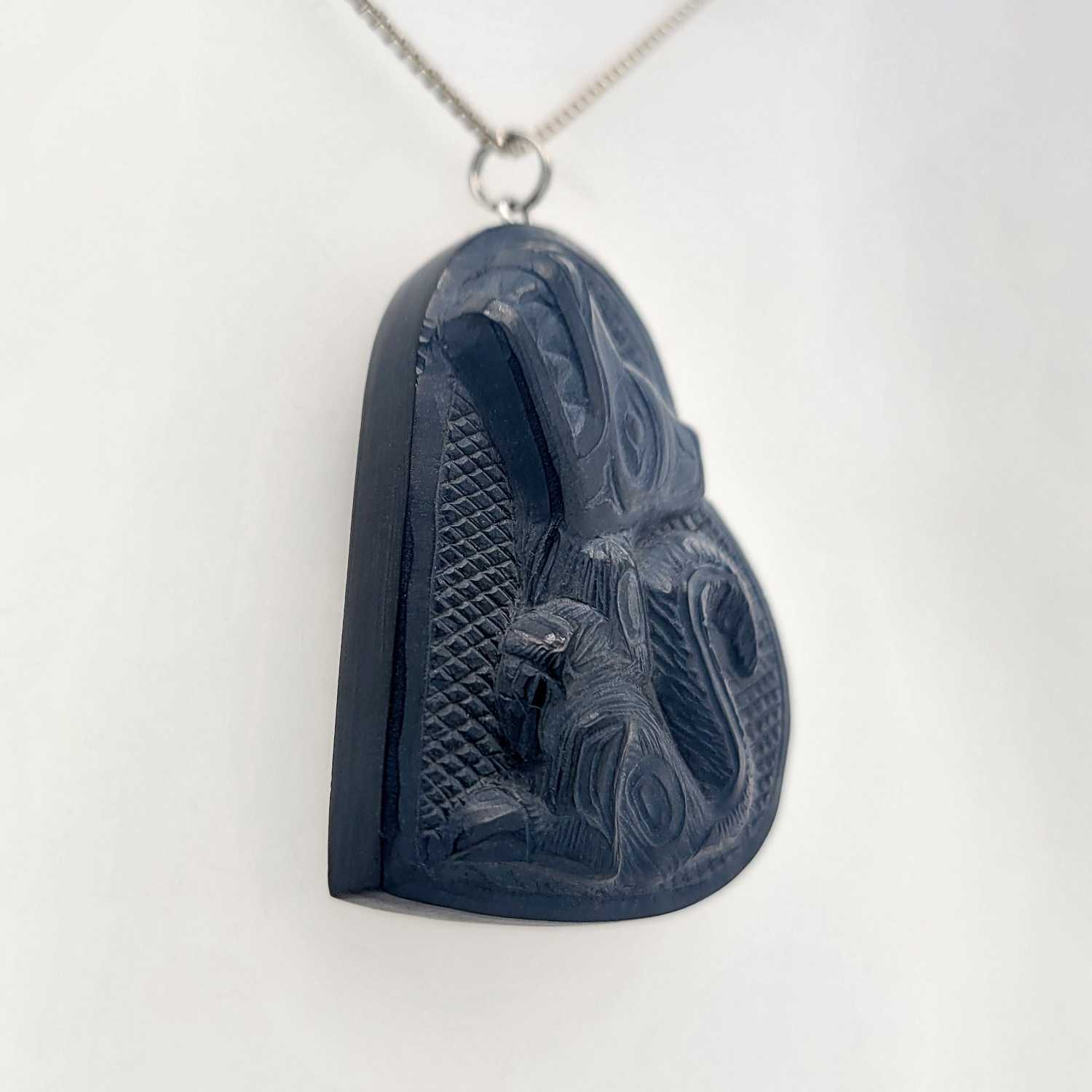 Argillite Wolf Pendant by Haida artist Melanie Russ