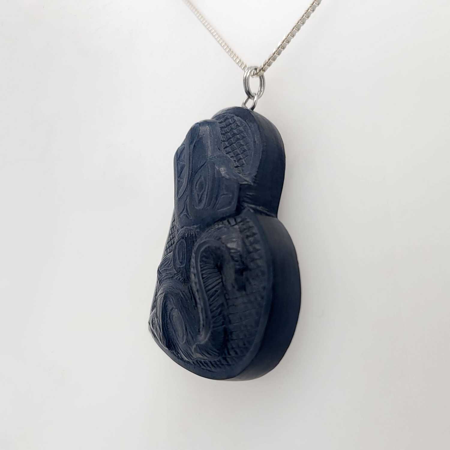Argillite Wolf Pendant by Haida artist Melanie Russ