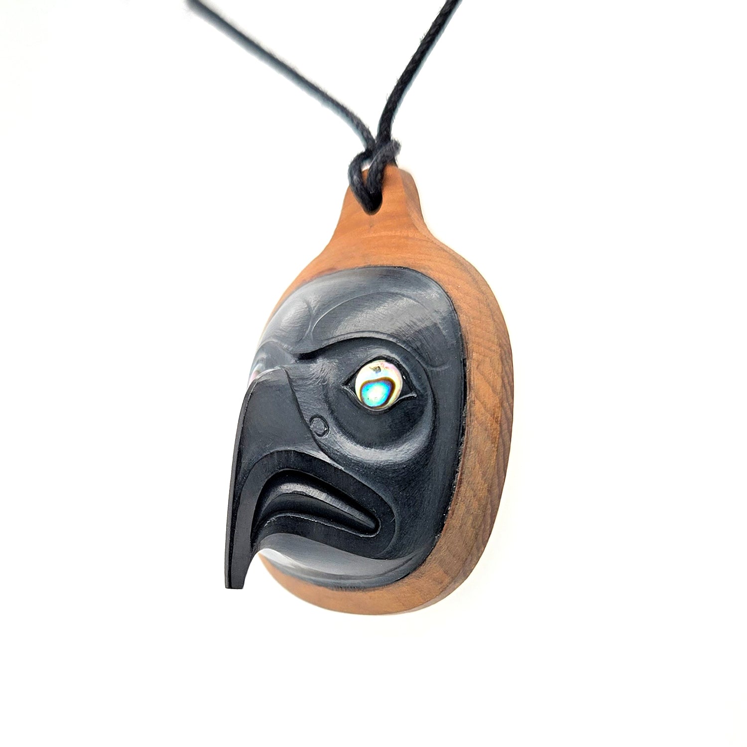 Argillite and Yew Eagle Pendant by Haida artist Ron Russ