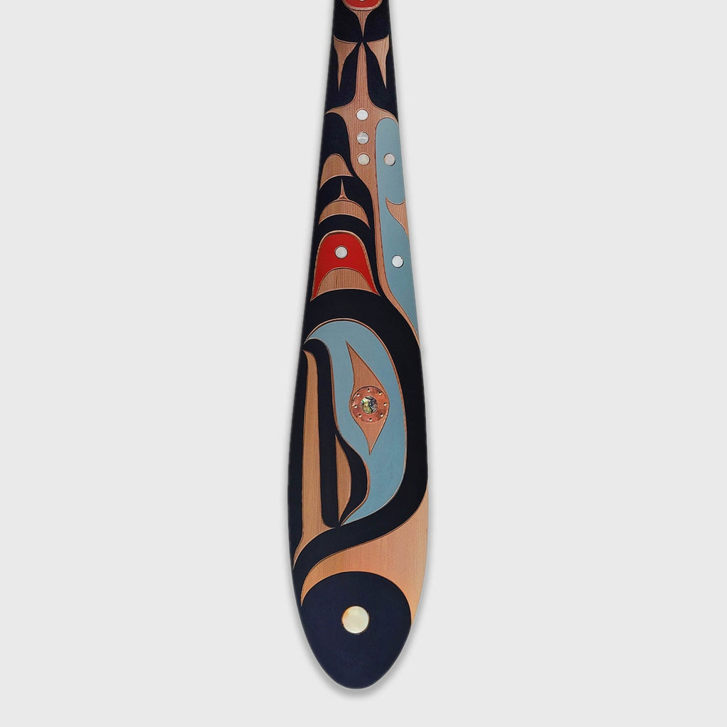 Cedar Killer Whale Paddle hand-carved by Kwakiutl artist Trevor Hunt
