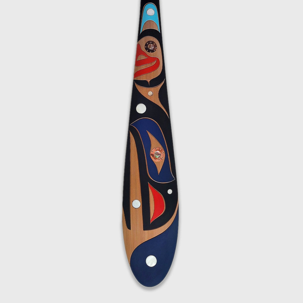 Carved Raven Paddle by Kwakiutl carver Trevor Hunt