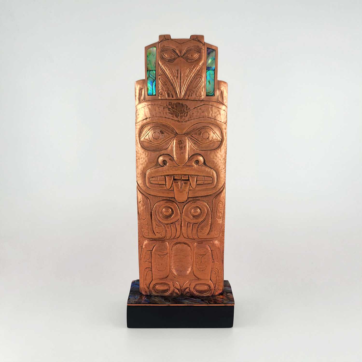 Copper Repousse Totem Pole by Haida artist Derek White