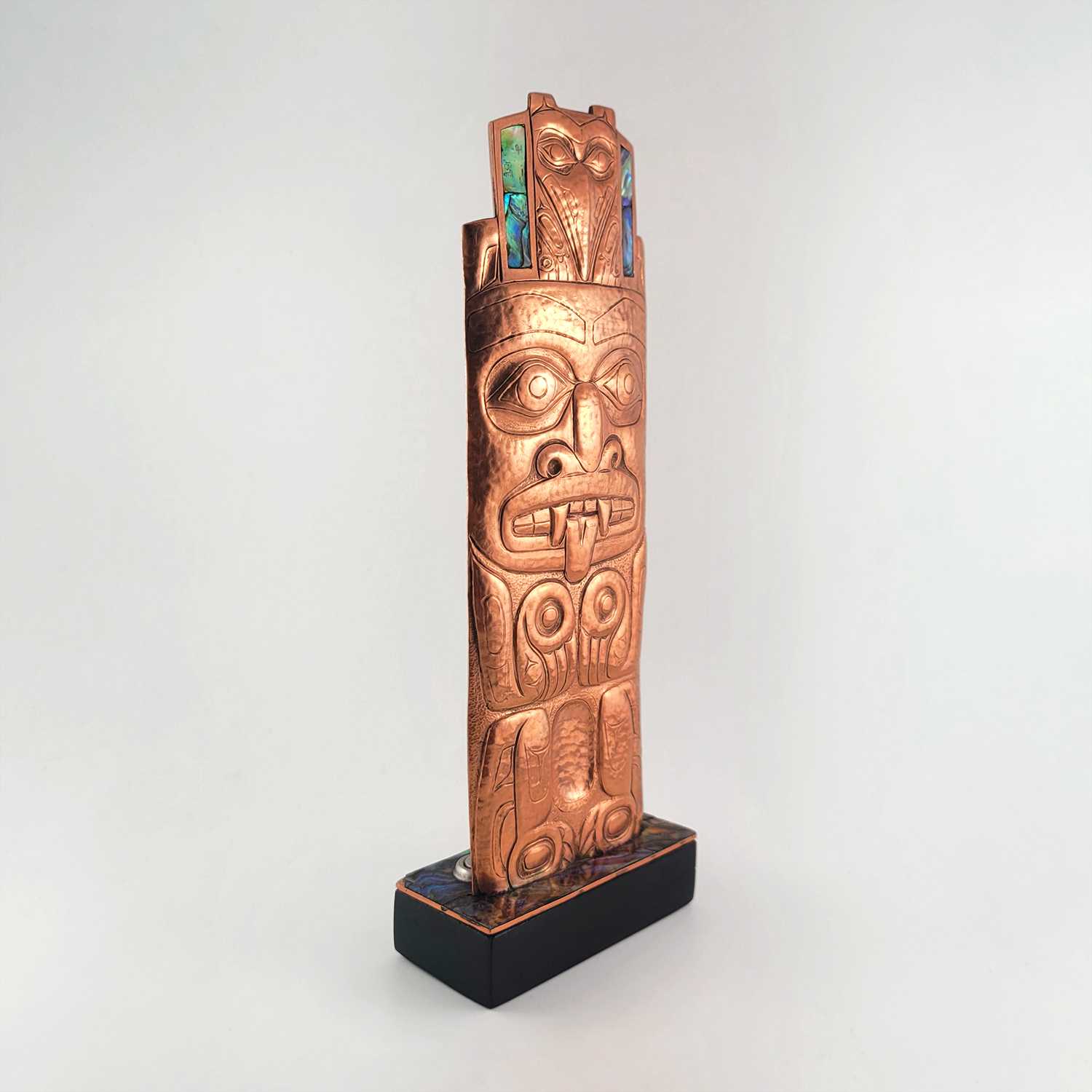 Copper Repousse Totem Pole by Haida artist Derek White