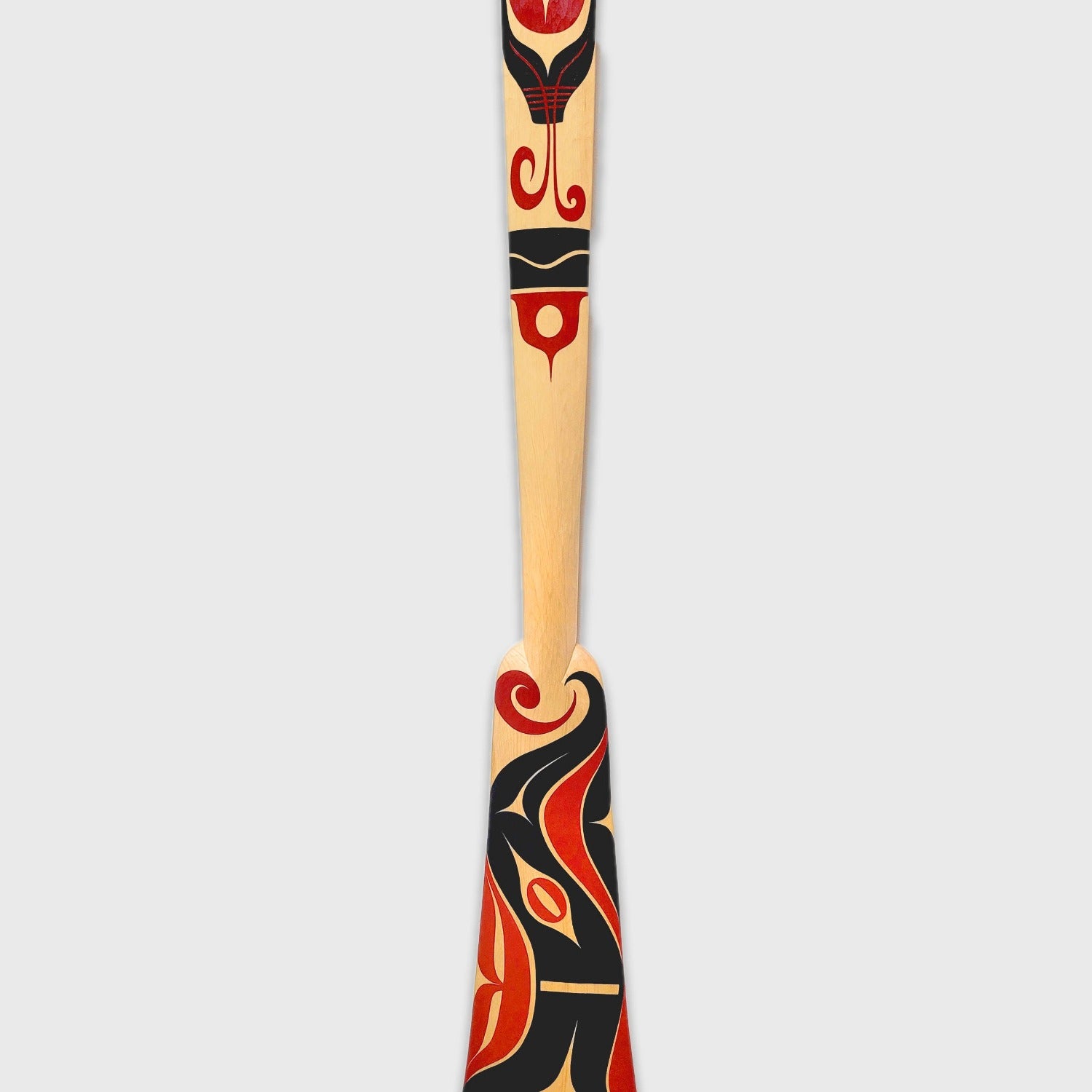 Double-sided cedar paddle hand-carved by Nuu-chah-nulth artist Joshua Shaw-Prescott