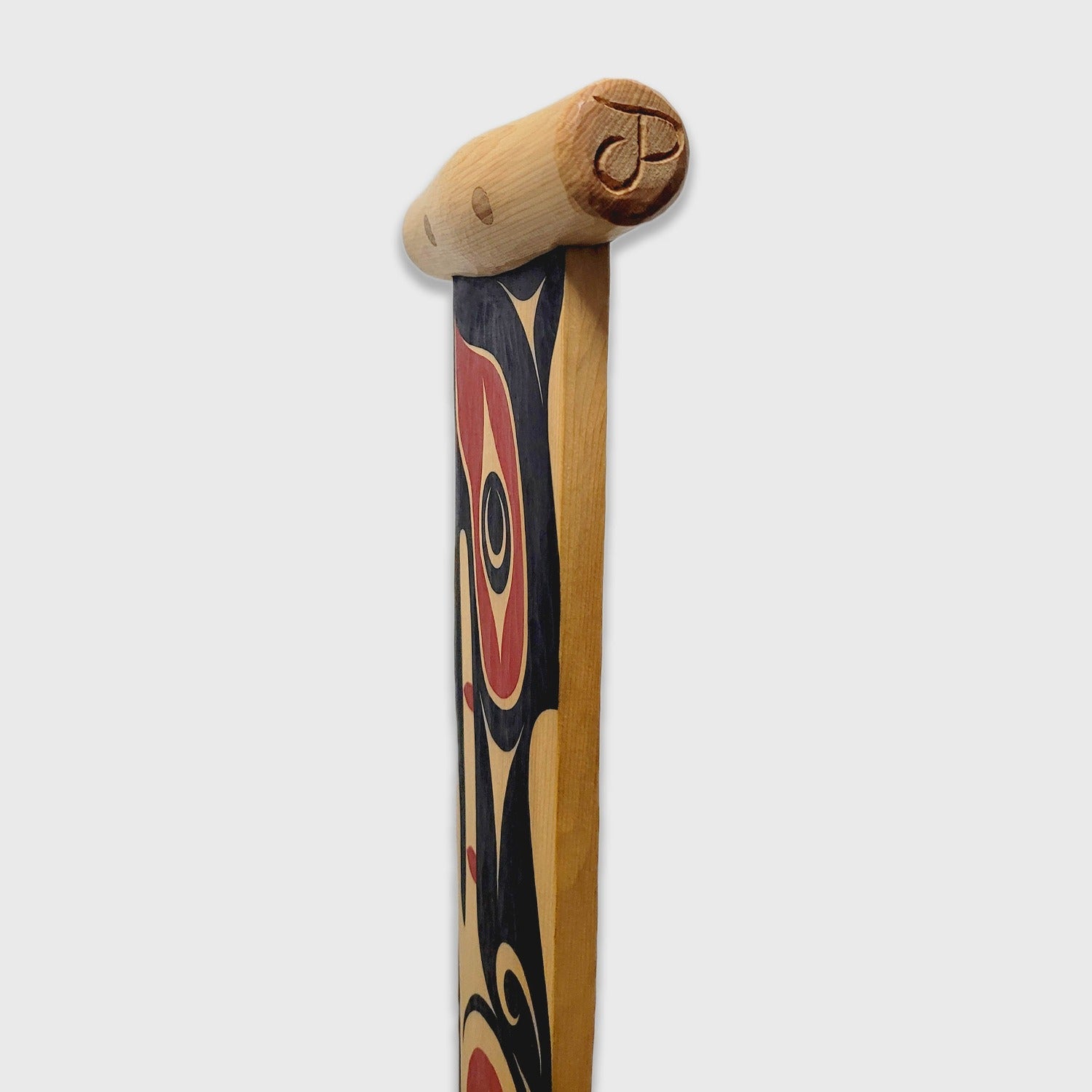 Double-sided cedar paddle hand-carved by Nuu-chah-nulth artist Joshua Shaw-Prescott