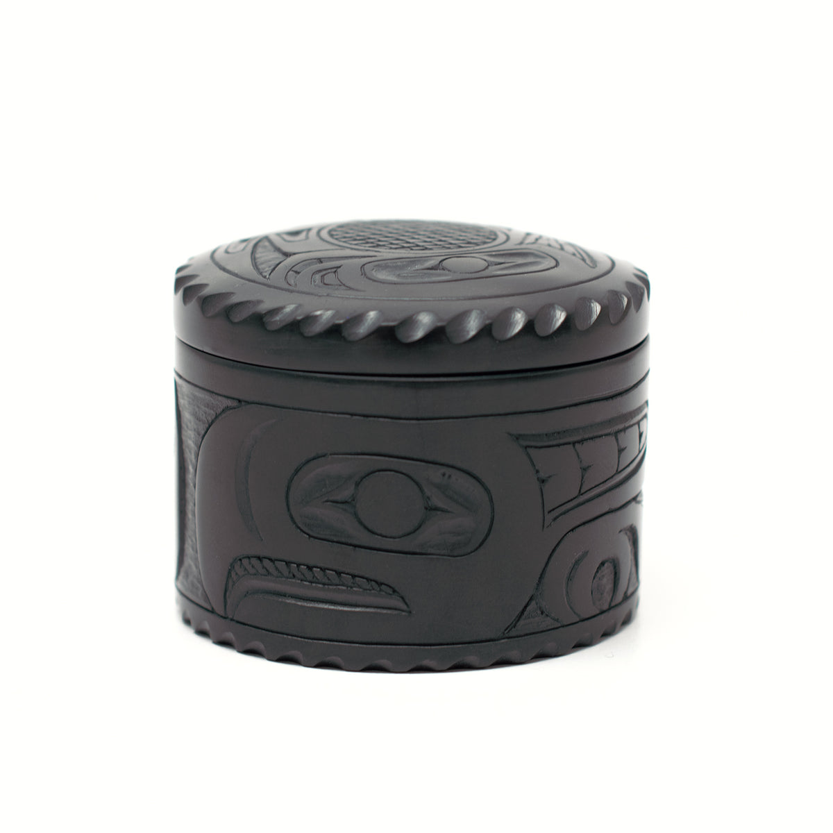 Round Argillite Box by Haida artist Denny Dixon