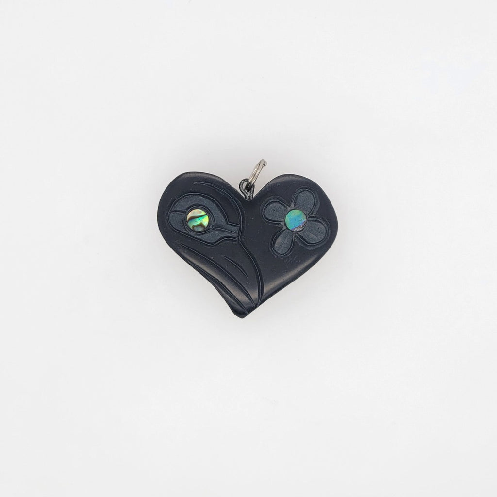 Argillite Hummingbird Heart Pendant by Haida artist Amy Edgars