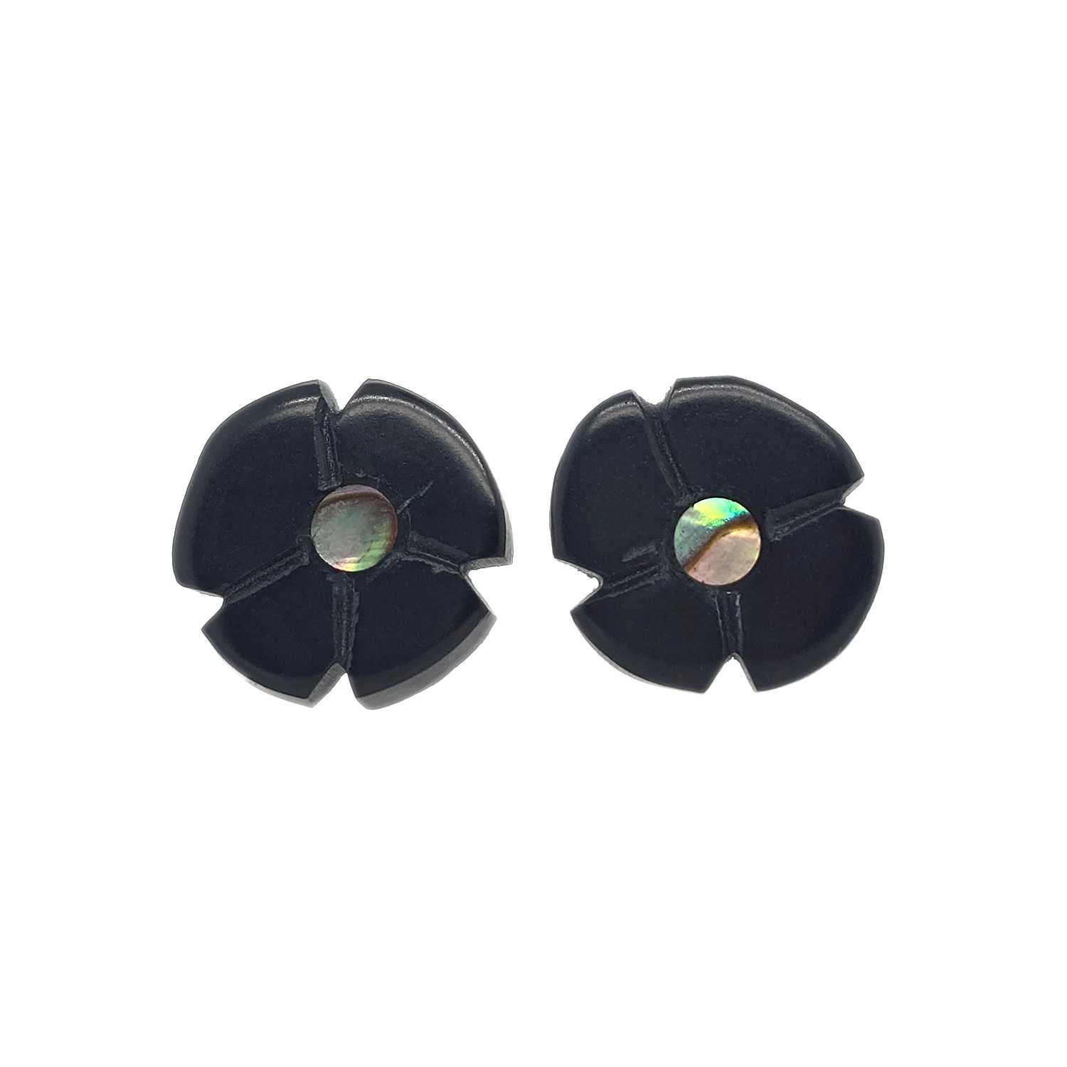 argillite flower studs by Haida artist Amy Edgars