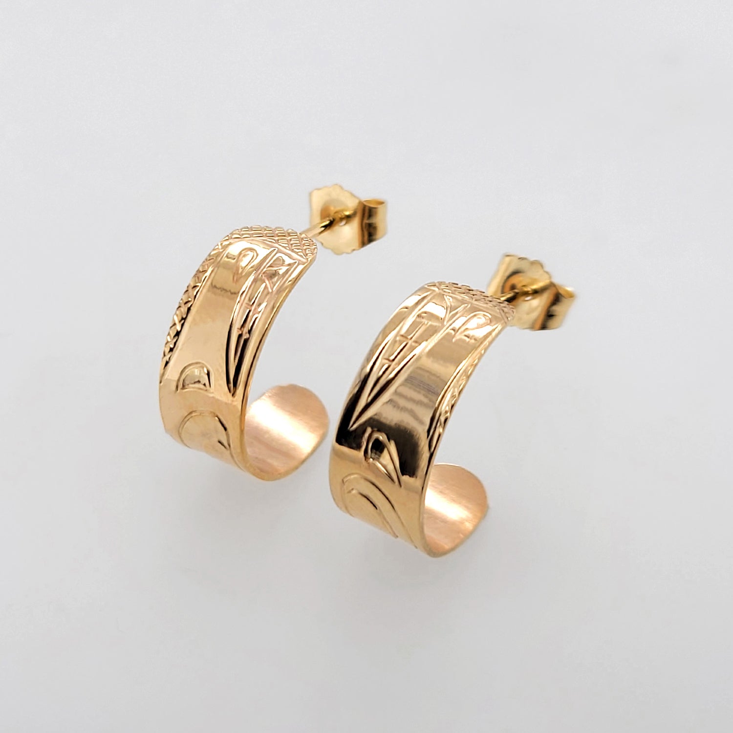 Gold Bear Earrings by Cree artist Justin Rivard