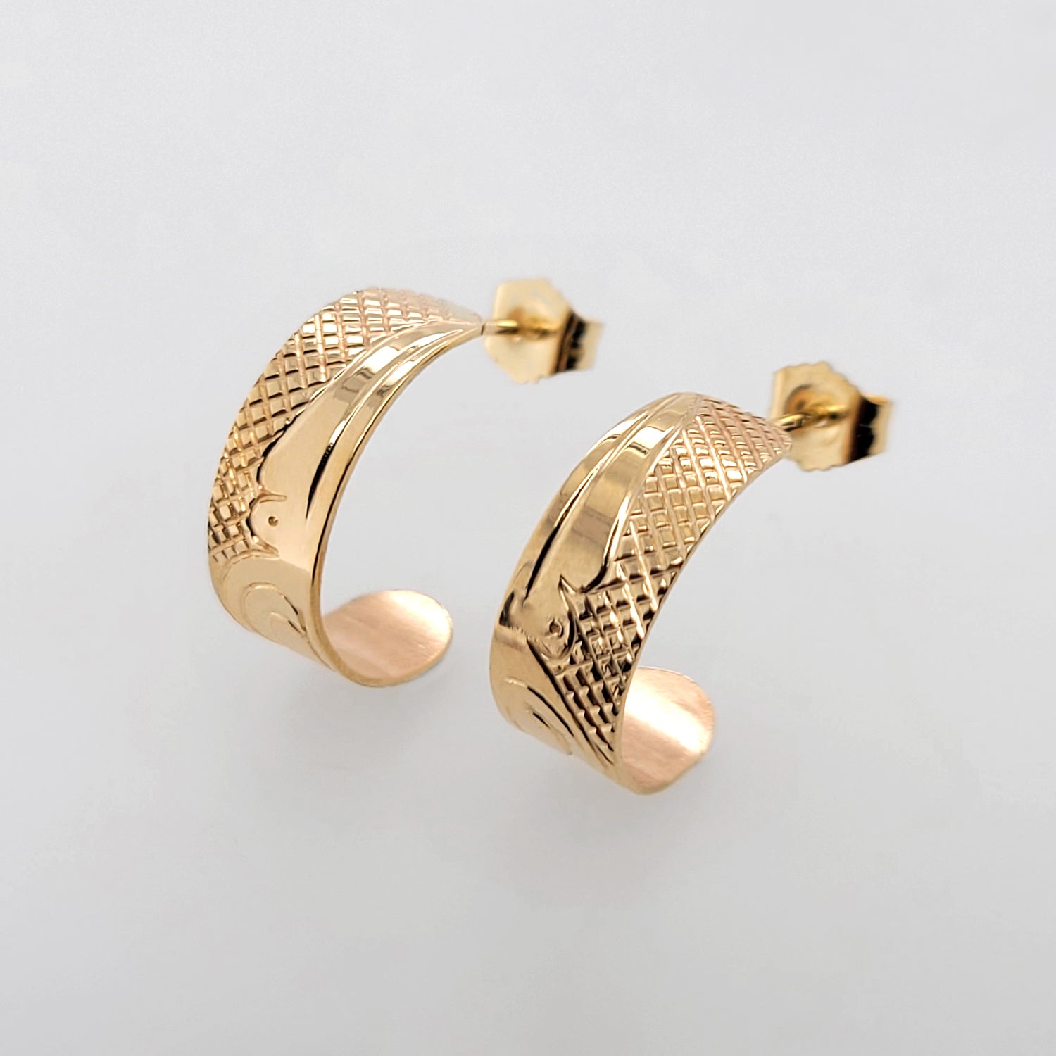Gold Hummingbird Earrings by Cree artist Justin Rivard